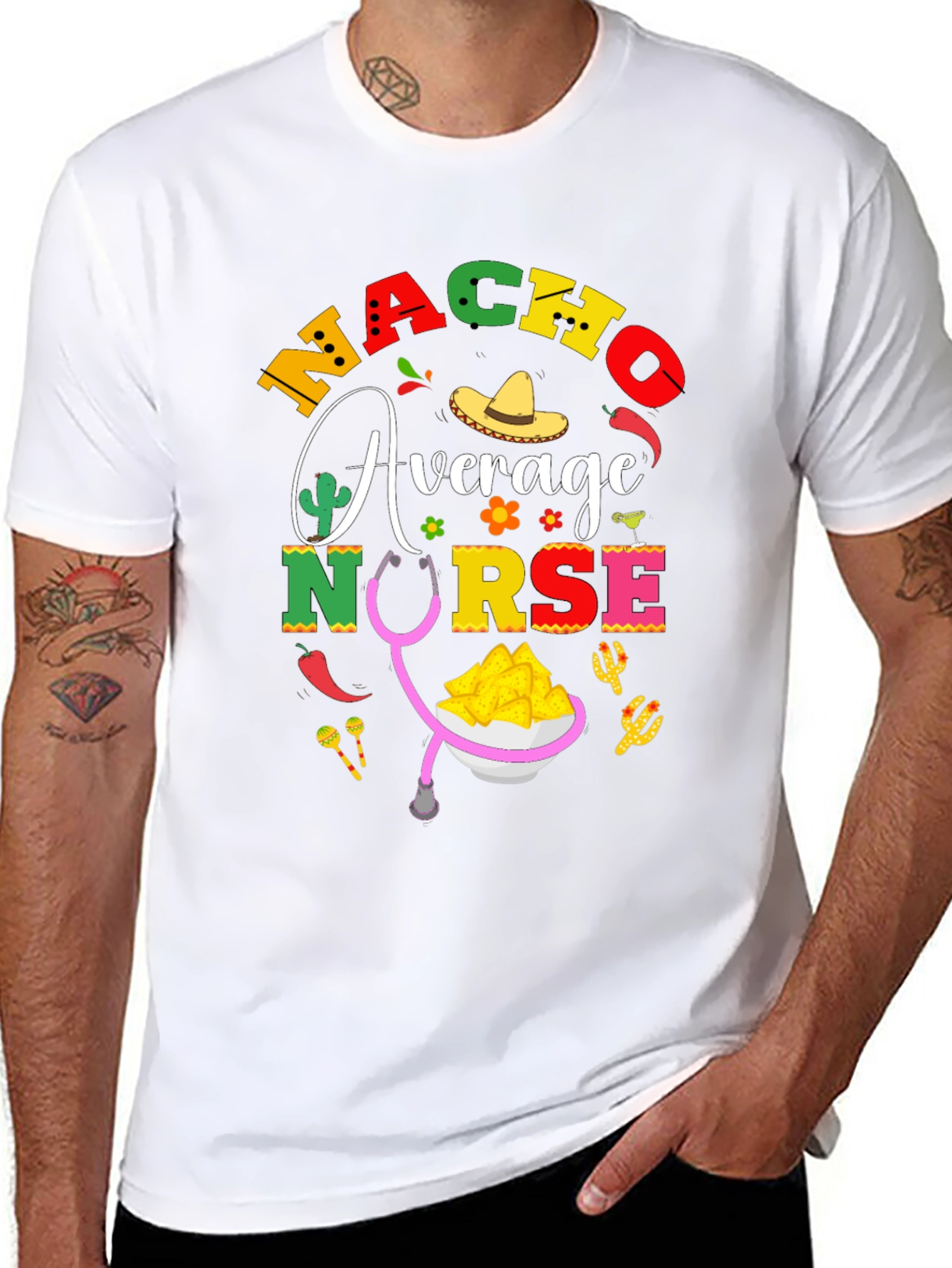 Nacho Average Nurse T-Shirt - Black Cotton Tee