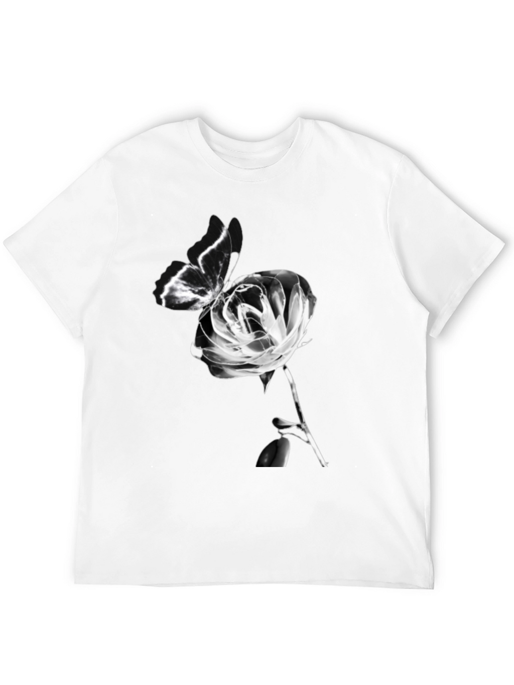 Butterfly & Rose Graphic Black T-Shirt