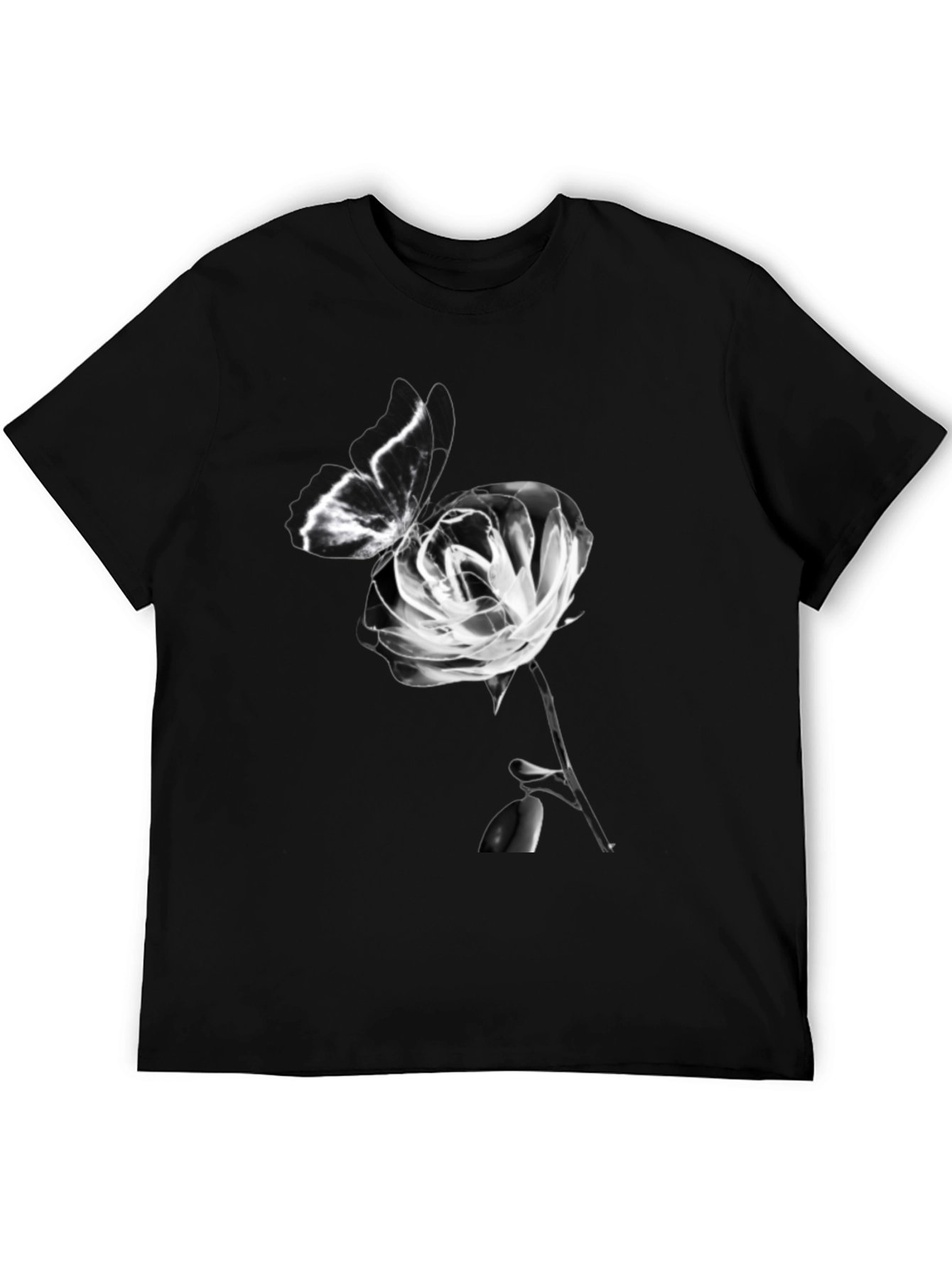 Butterfly & Rose Graphic Black T-Shirt