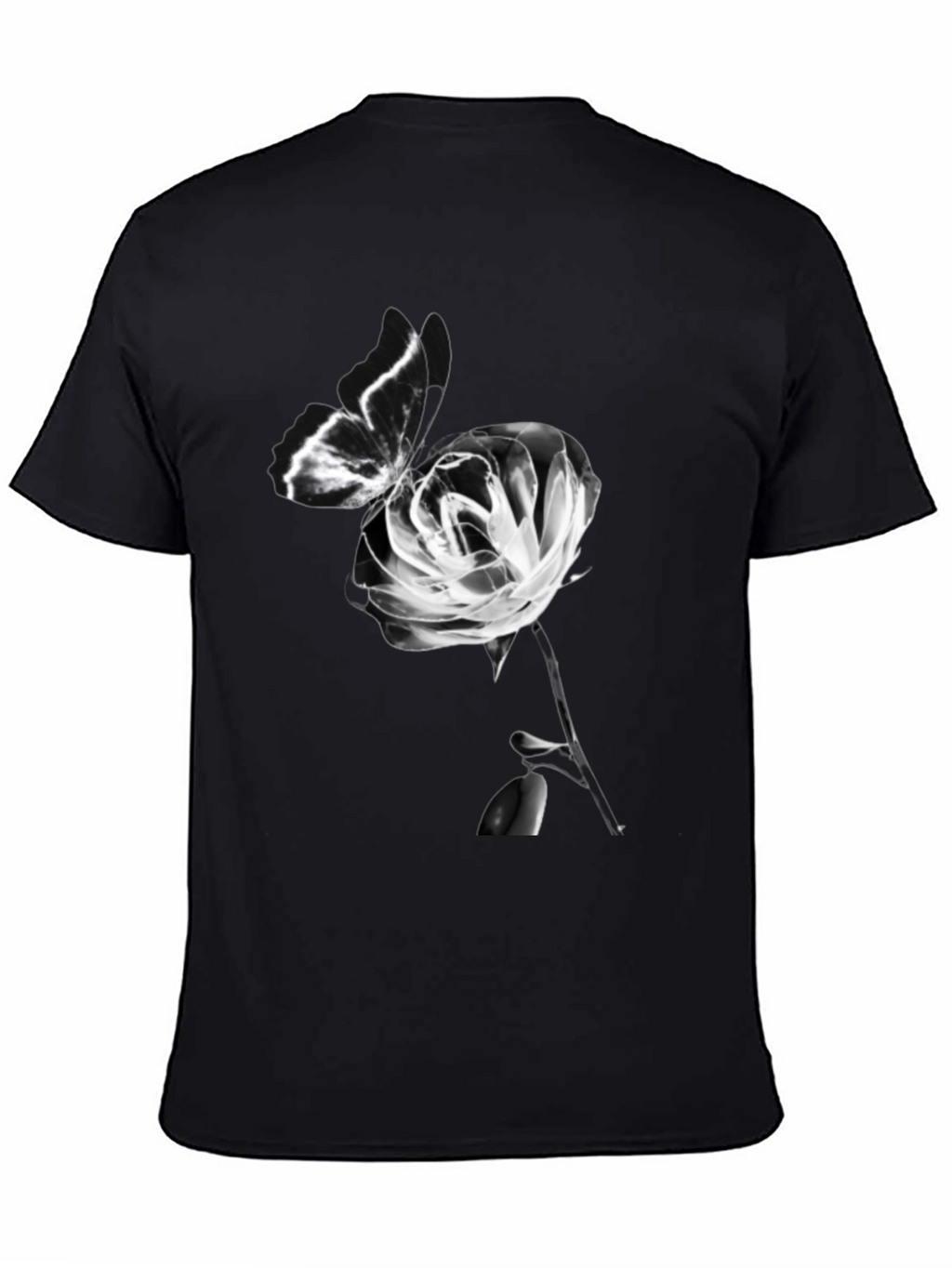Butterfly & Rose Graphic Black T-Shirt