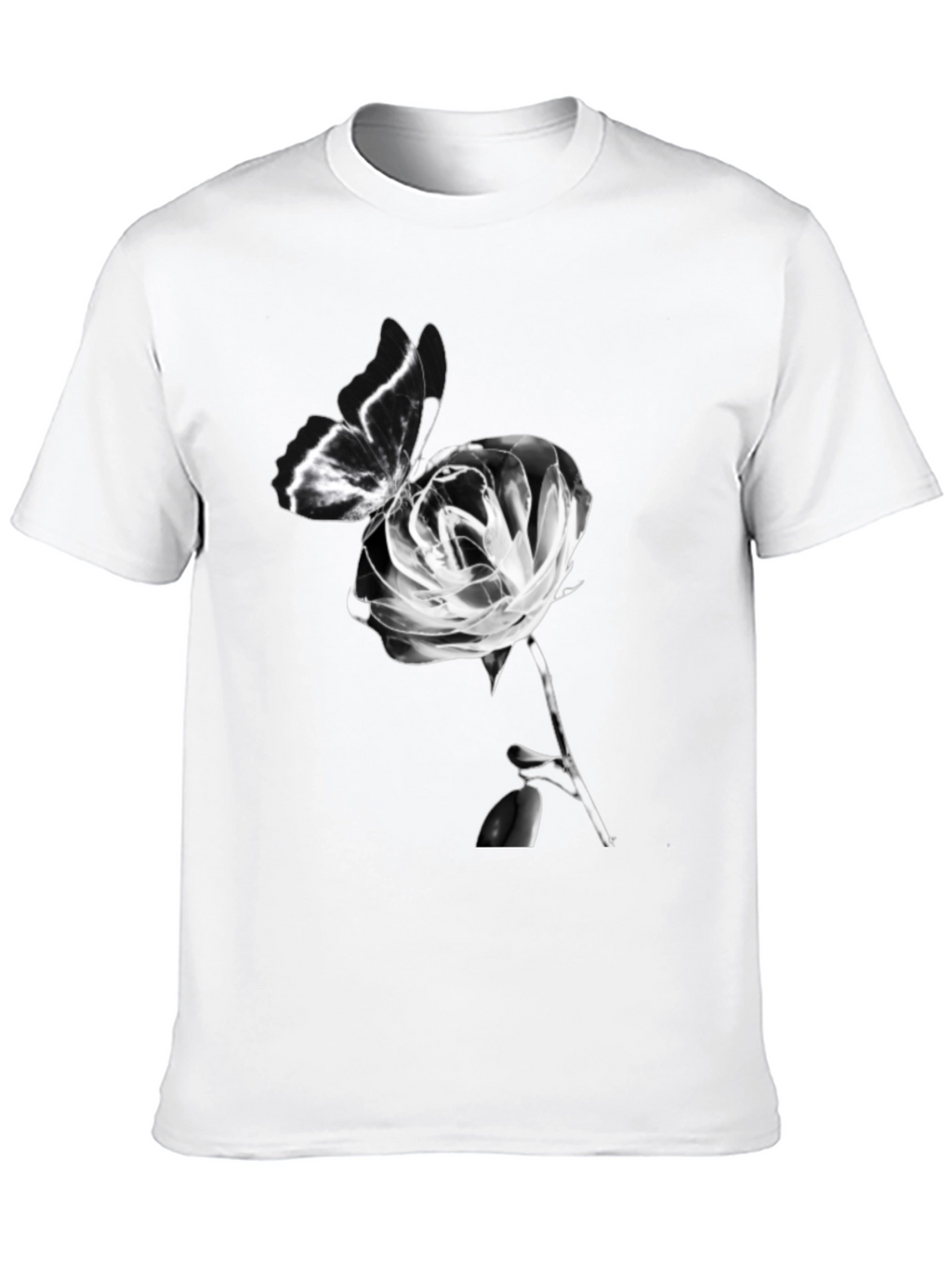 Butterfly & Rose Graphic Black T-Shirt