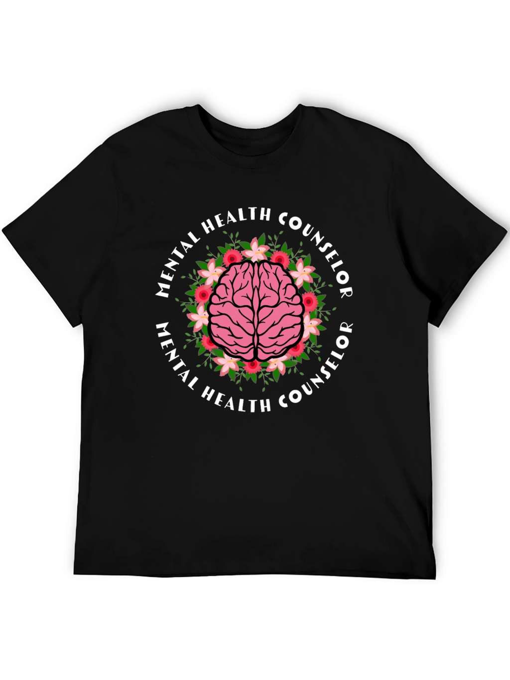 Mental Health Counselor Brain Floral T-Shirt