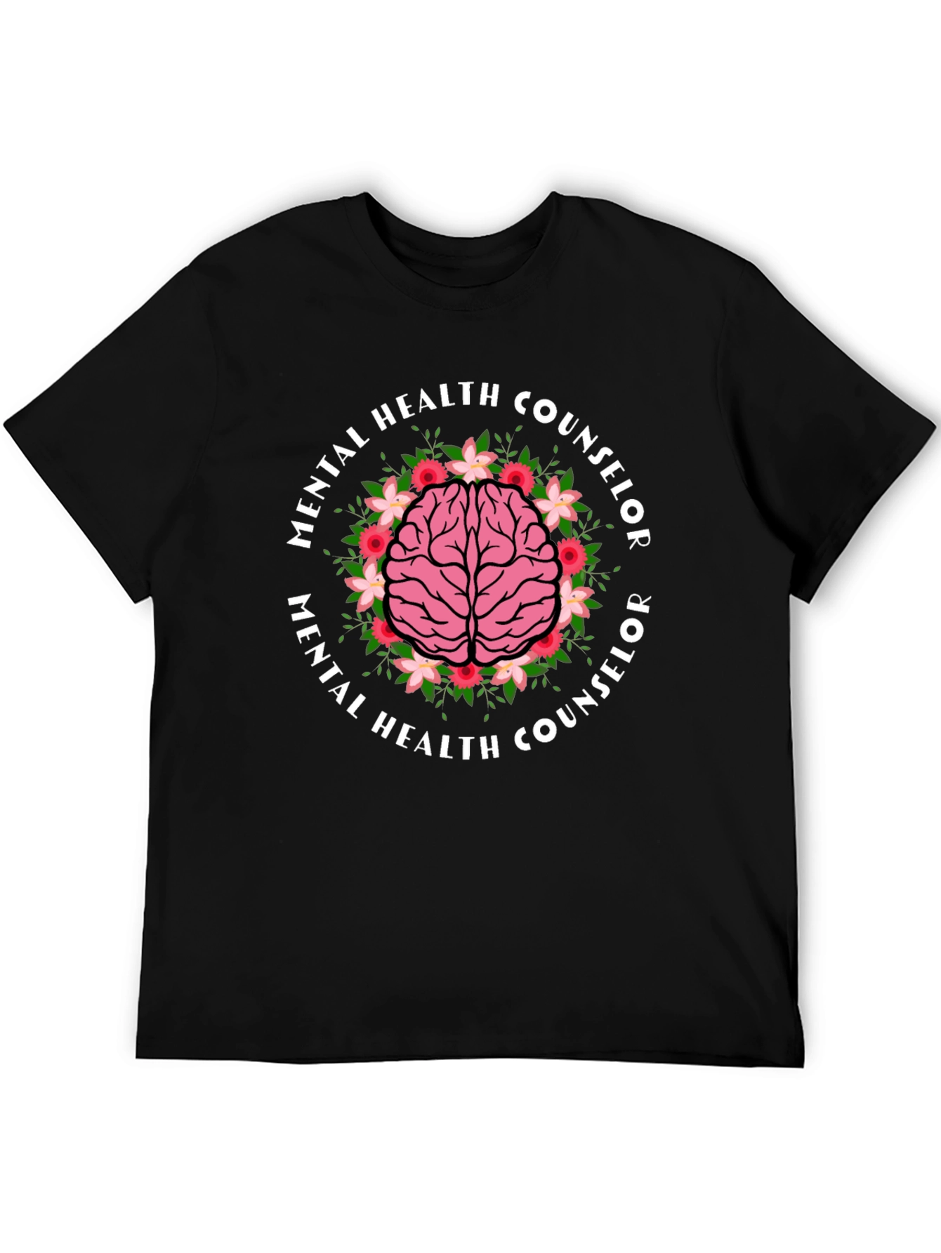 Mental Health Counselor Brain Floral T-Shirt