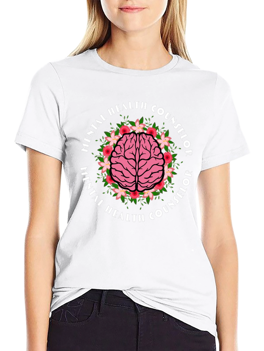 Mental Health Counselor Brain Floral T-Shirt