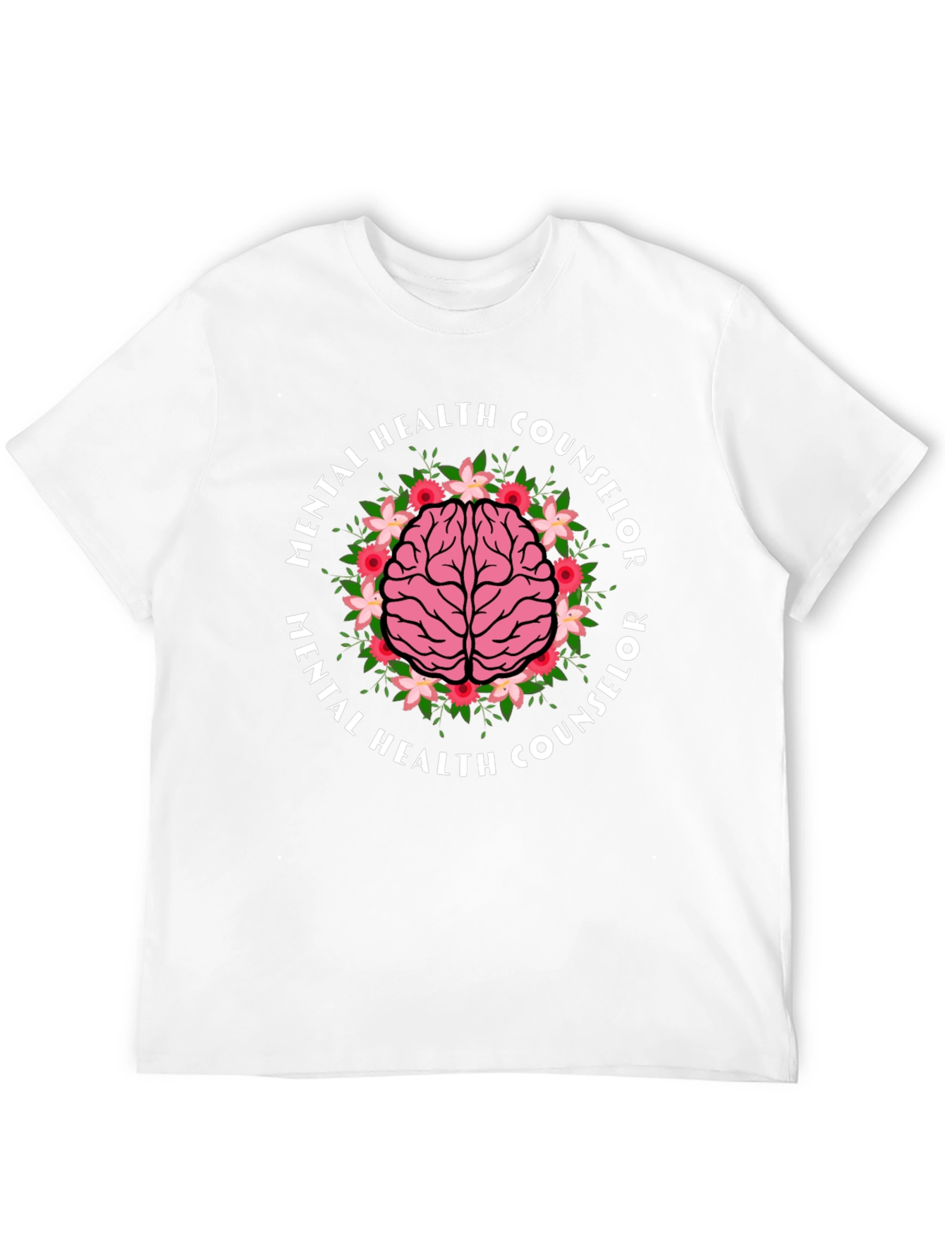 Mental Health Counselor Brain Floral T-Shirt