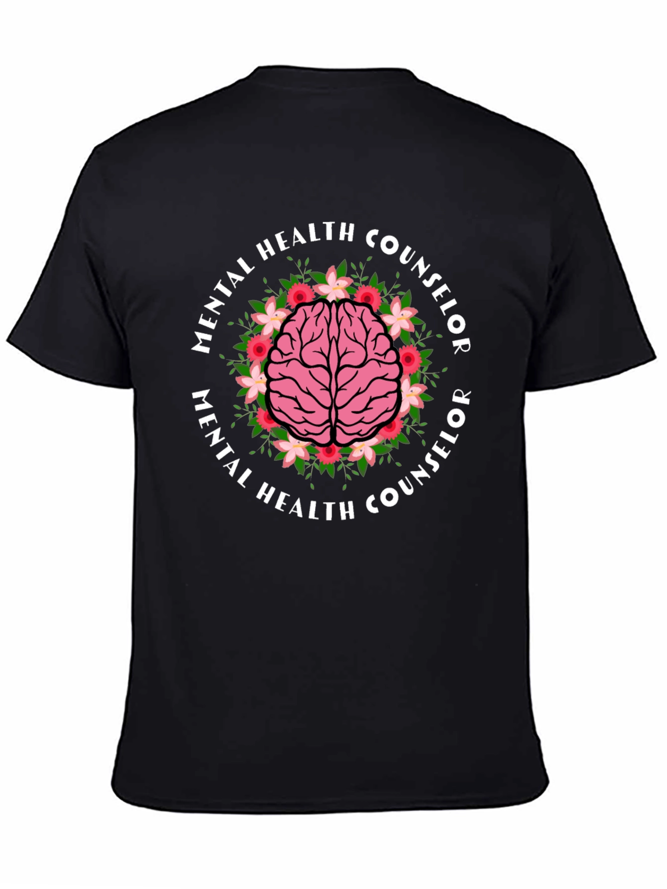 Mental Health Counselor Brain Floral T-Shirt