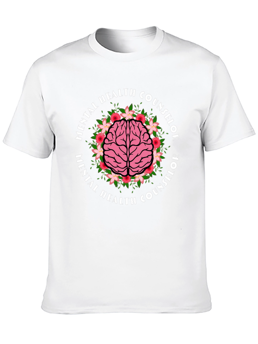 Mental Health Counselor Brain Floral T-Shirt