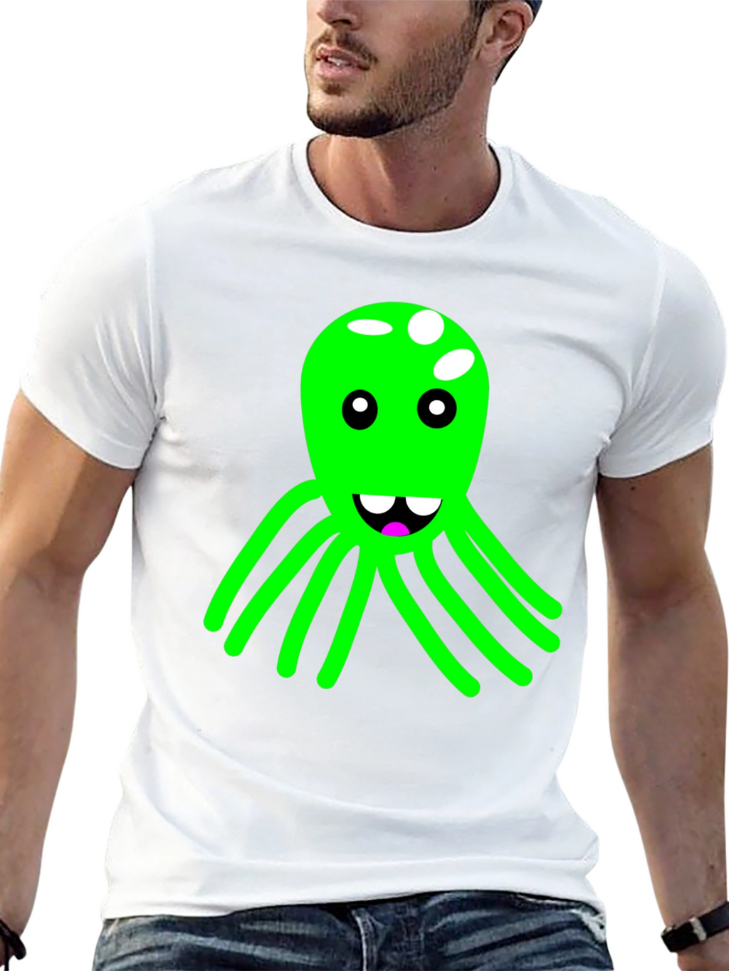 Funky Octopus Graphic Tee - Black Cotton Blend