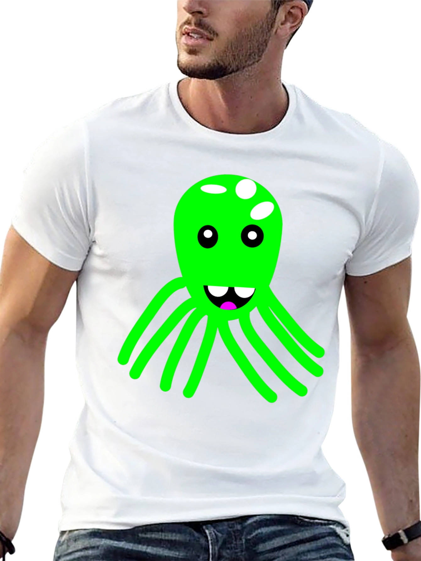 Funky Octopus Graphic Tee - Black Cotton Blend