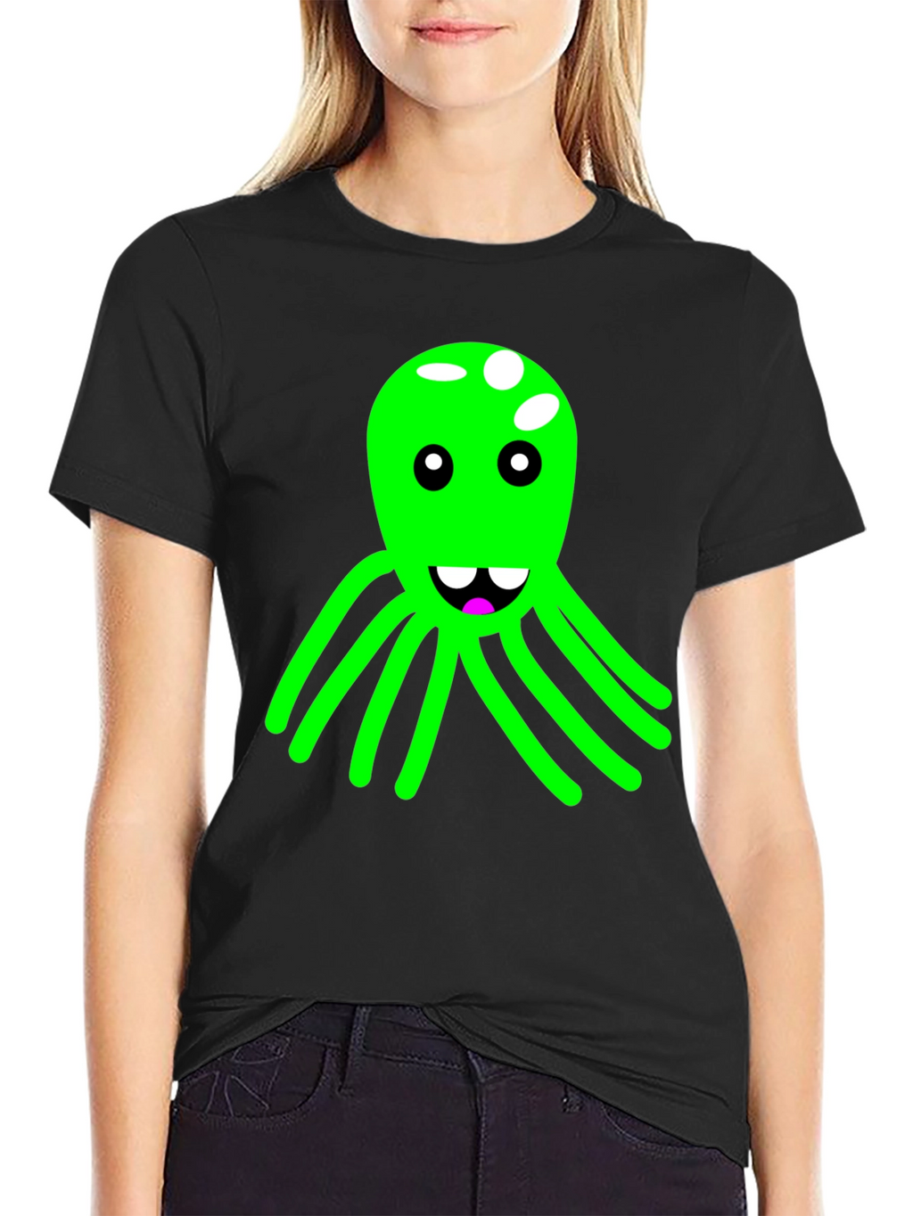 Funky Octopus Graphic Tee - Black Cotton Blend