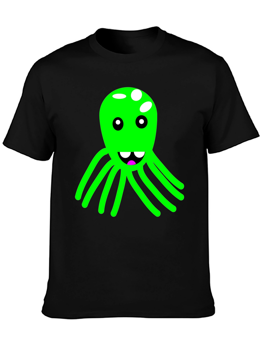 Funky Octopus Graphic Tee - Black Cotton Blend