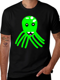 Funky Octopus Graphic Tee - Black Cotton Blend