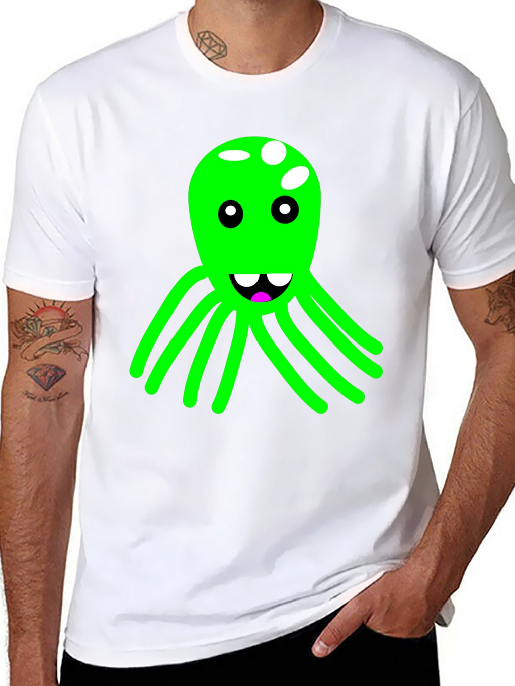 Funky Octopus Graphic Tee - Black Cotton Blend