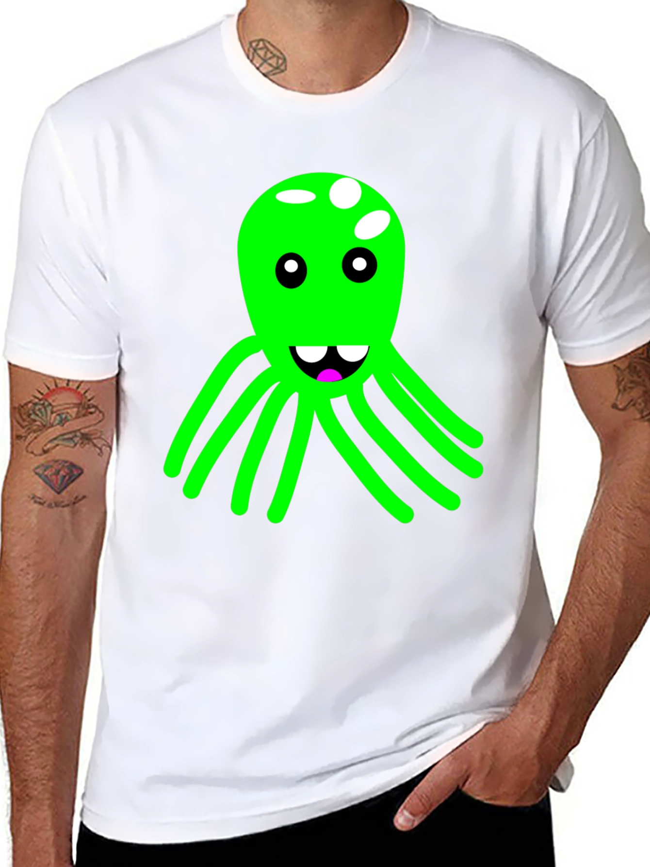 Funky Octopus Graphic Tee - Black Cotton Blend