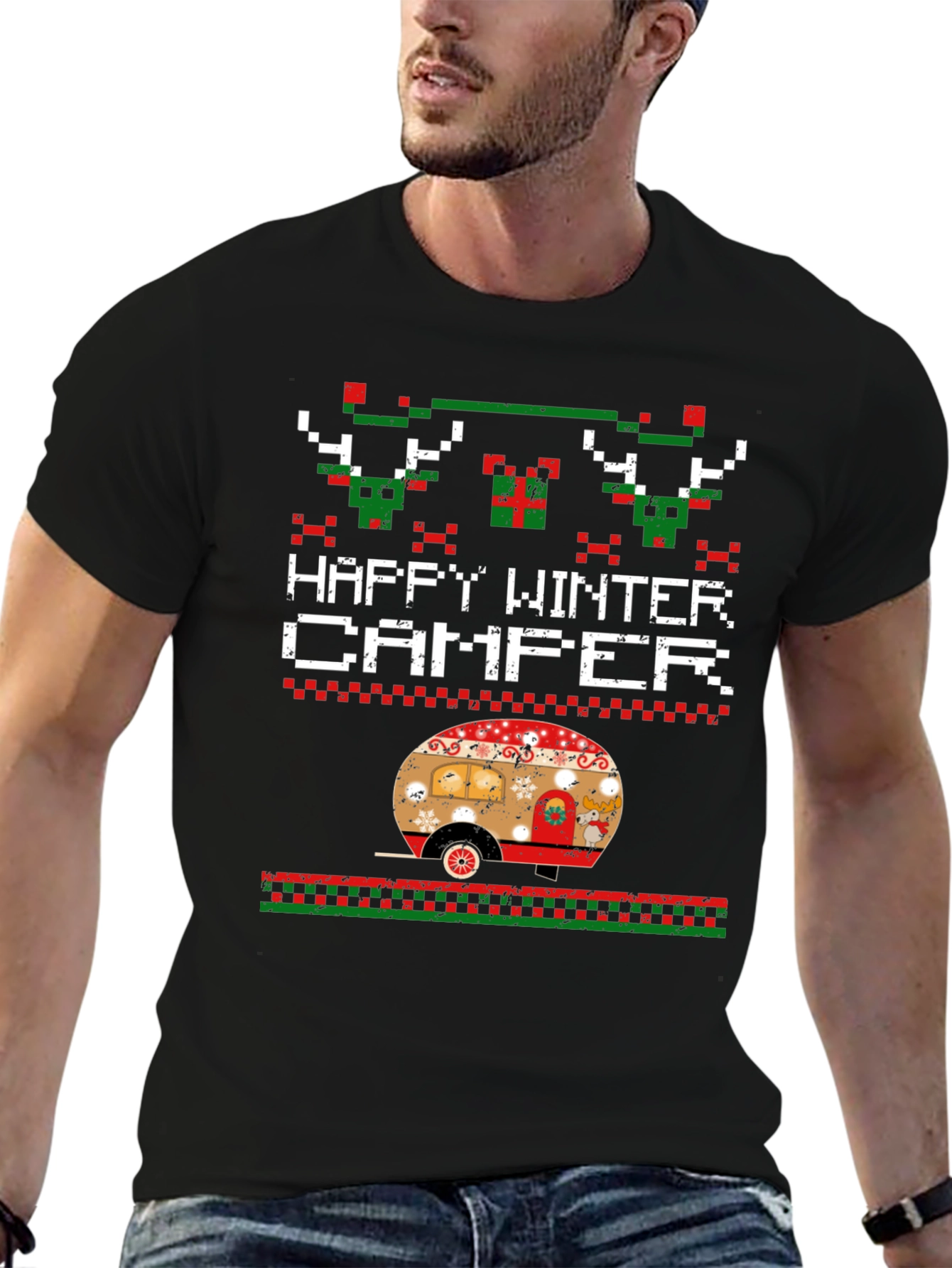 Happy Winter Camper Novelty Christmas T-Shirt