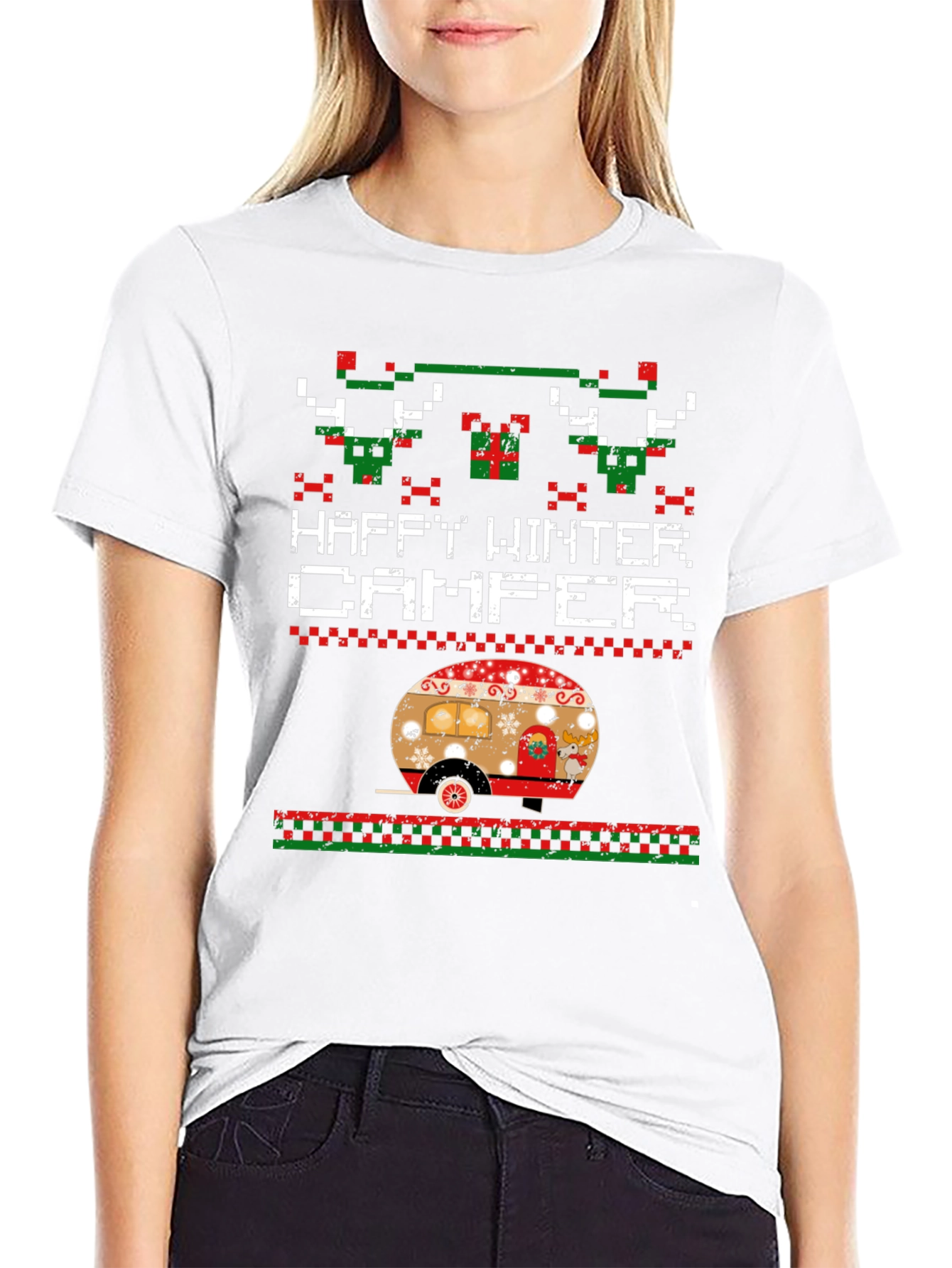 Happy Winter Camper Novelty Christmas T-Shirt