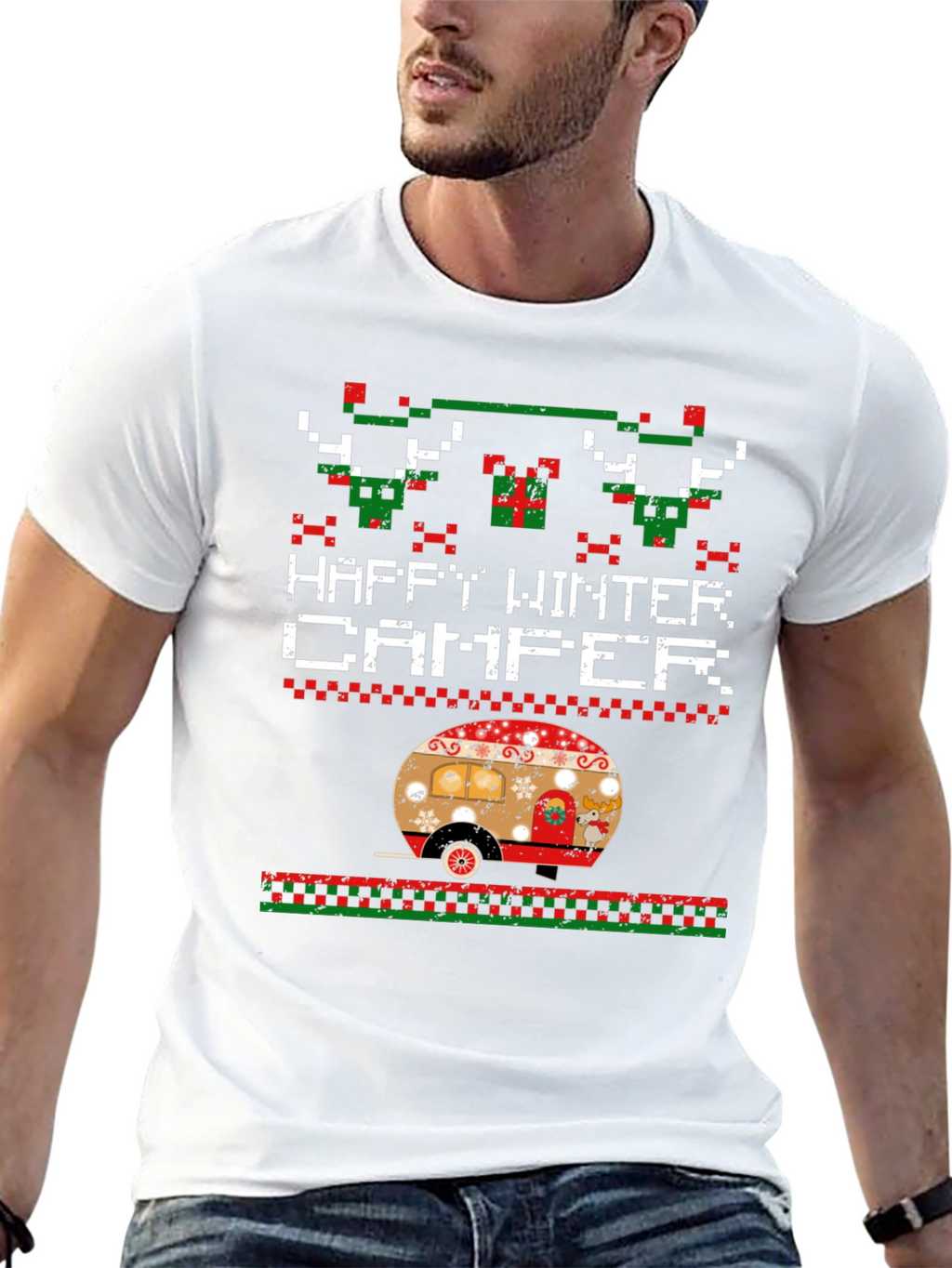 Happy Winter Camper Novelty Christmas T-Shirt