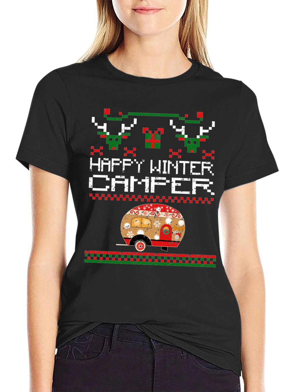 Happy Winter Camper Novelty Christmas T-Shirt