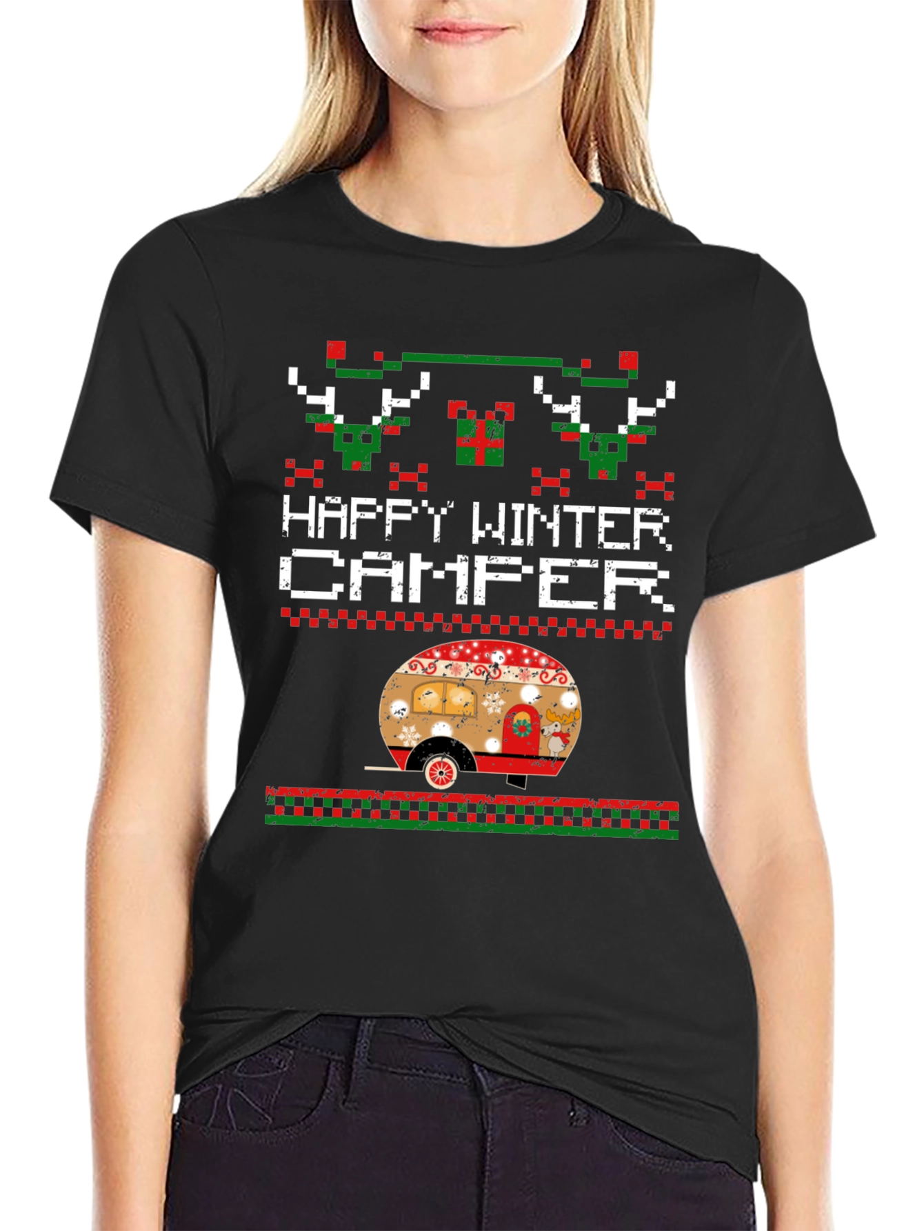 Happy Winter Camper Novelty Christmas T-Shirt