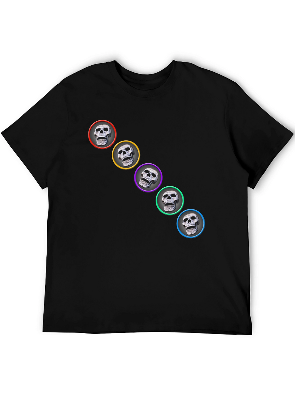 Skull Print Mens Black T-Shirt