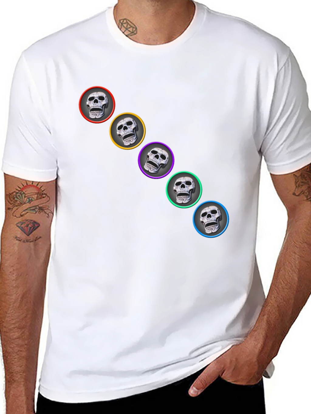 Skull Print Mens Black T-Shirt