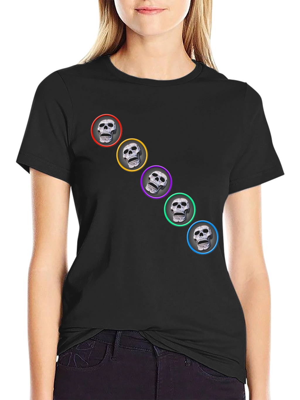 Skull Print Mens Black T-Shirt