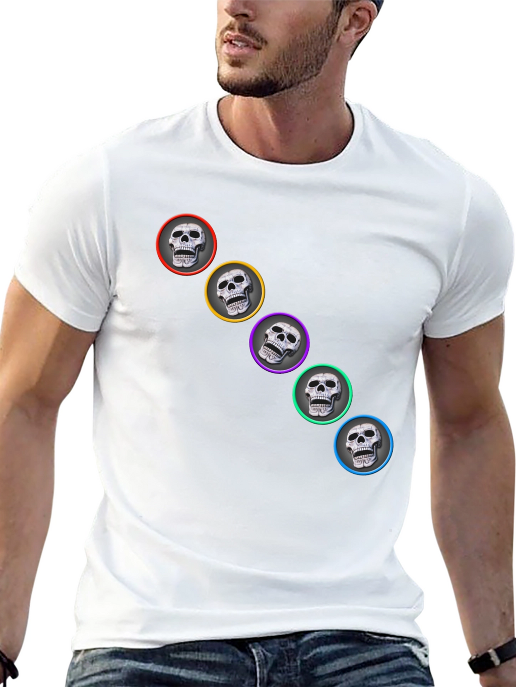 Skull Print Mens Black T-Shirt