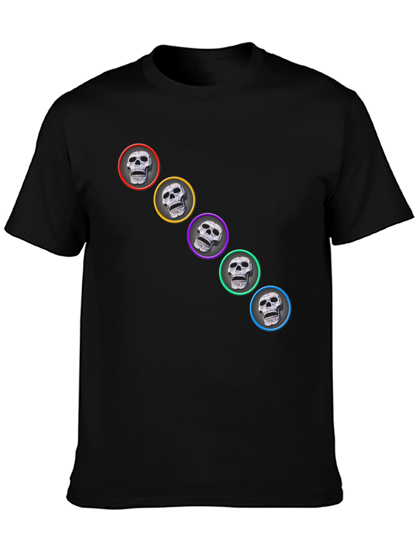 Skull Print Mens Black T-Shirt
