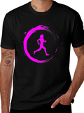 Running Girl Graphic Tee - Black Casual T-Shirt