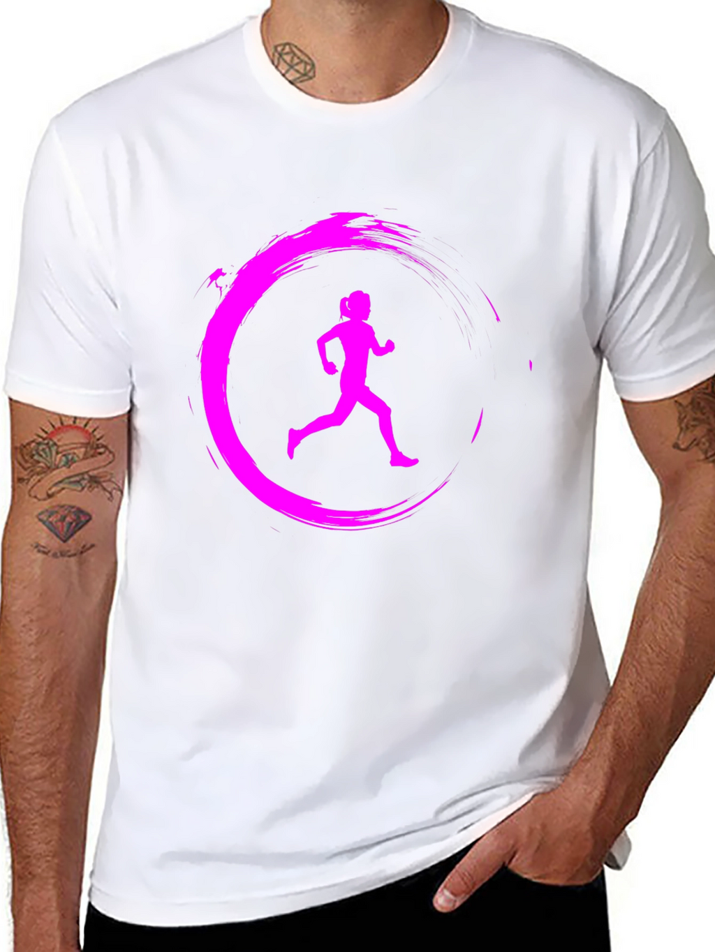 Running Girl Graphic Tee - Black Casual T-Shirt