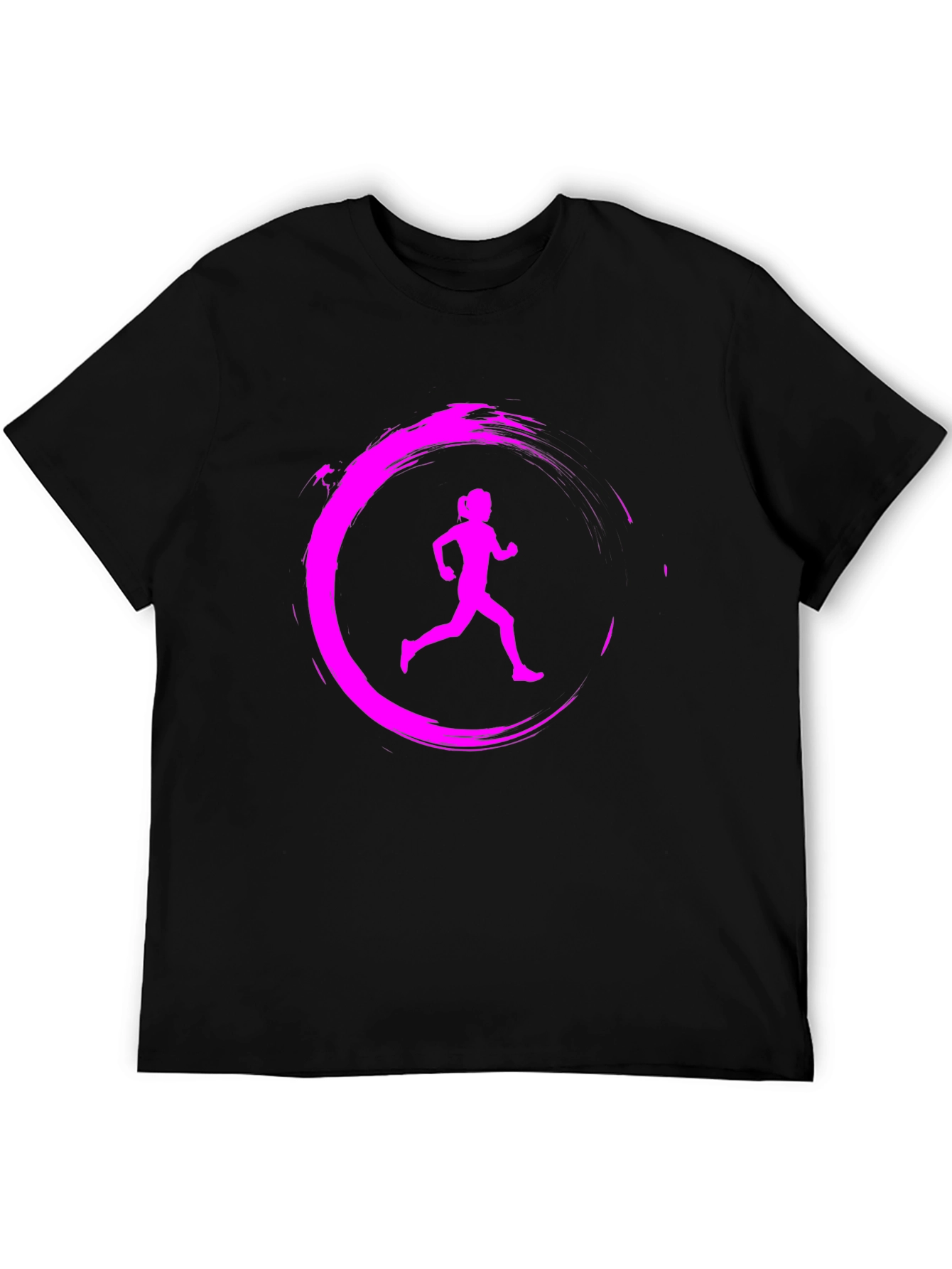 Running Girl Graphic Tee - Black Casual T-Shirt