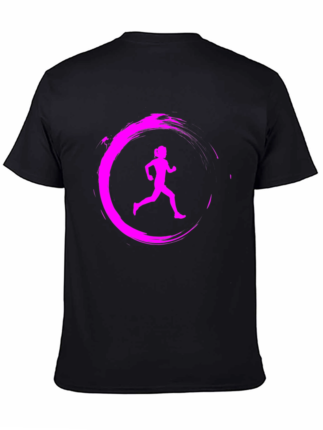 Running Girl Graphic Tee - Black Casual T-Shirt