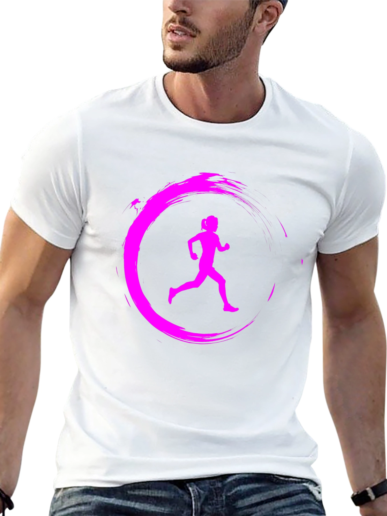Running Girl Graphic Tee - Black Casual T-Shirt