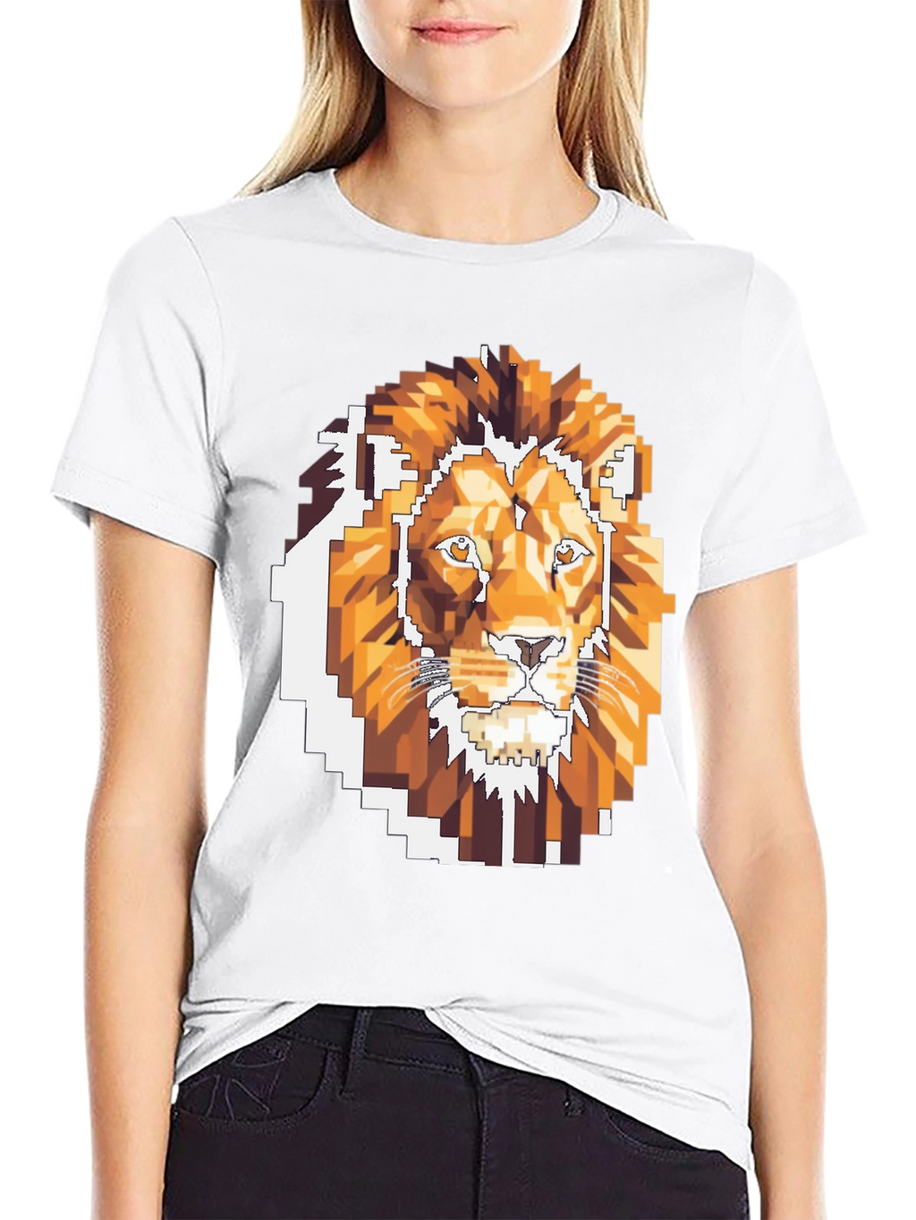 Pixelated Lion Graphic T-Shirt - Cool Gamer Tee