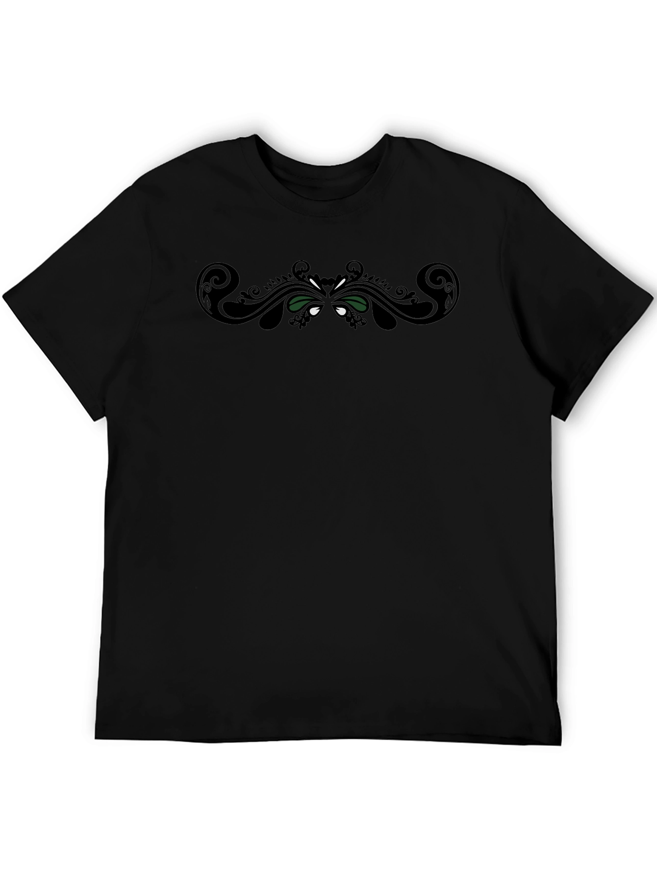 Black Graphic Tee - Abstract Swirl Design