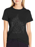 Mens Black Graphic Tee - Lion Art