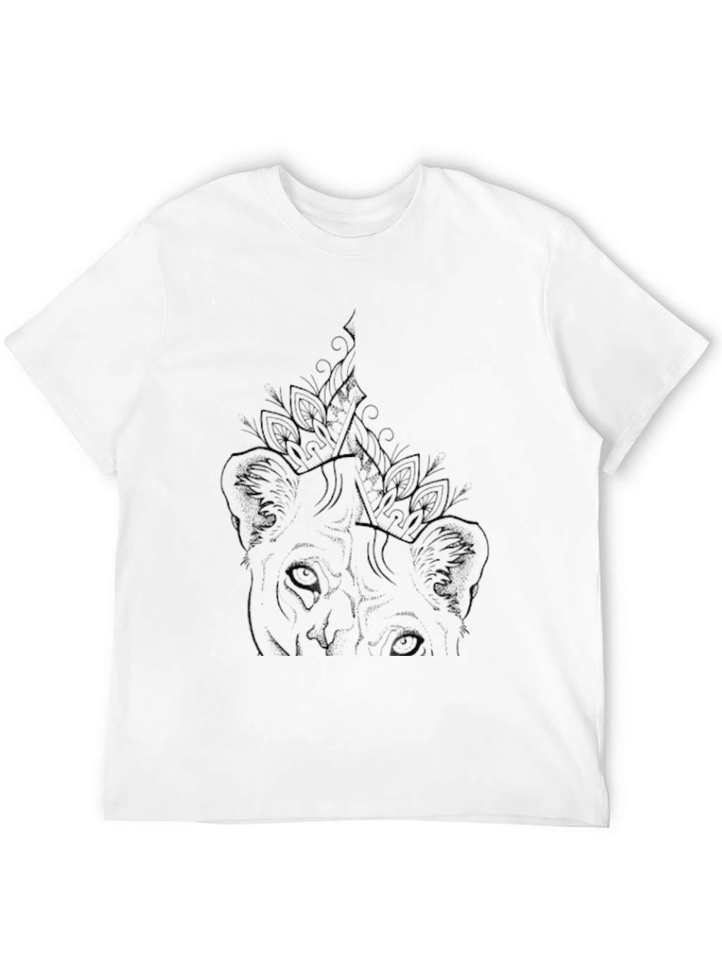 Mens Black Graphic Tee - Lion Art