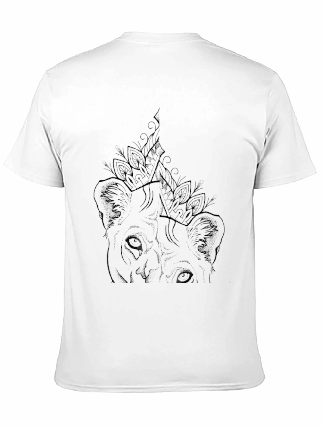 Mens Black Graphic Tee - Lion Art