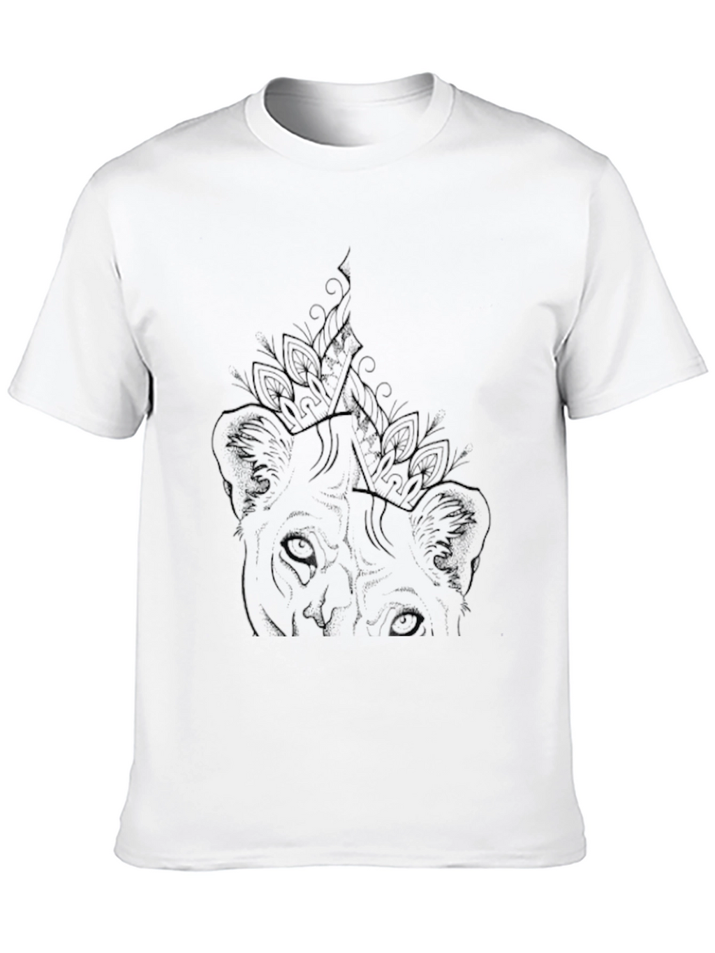 Mens Black Graphic Tee - Lion Art