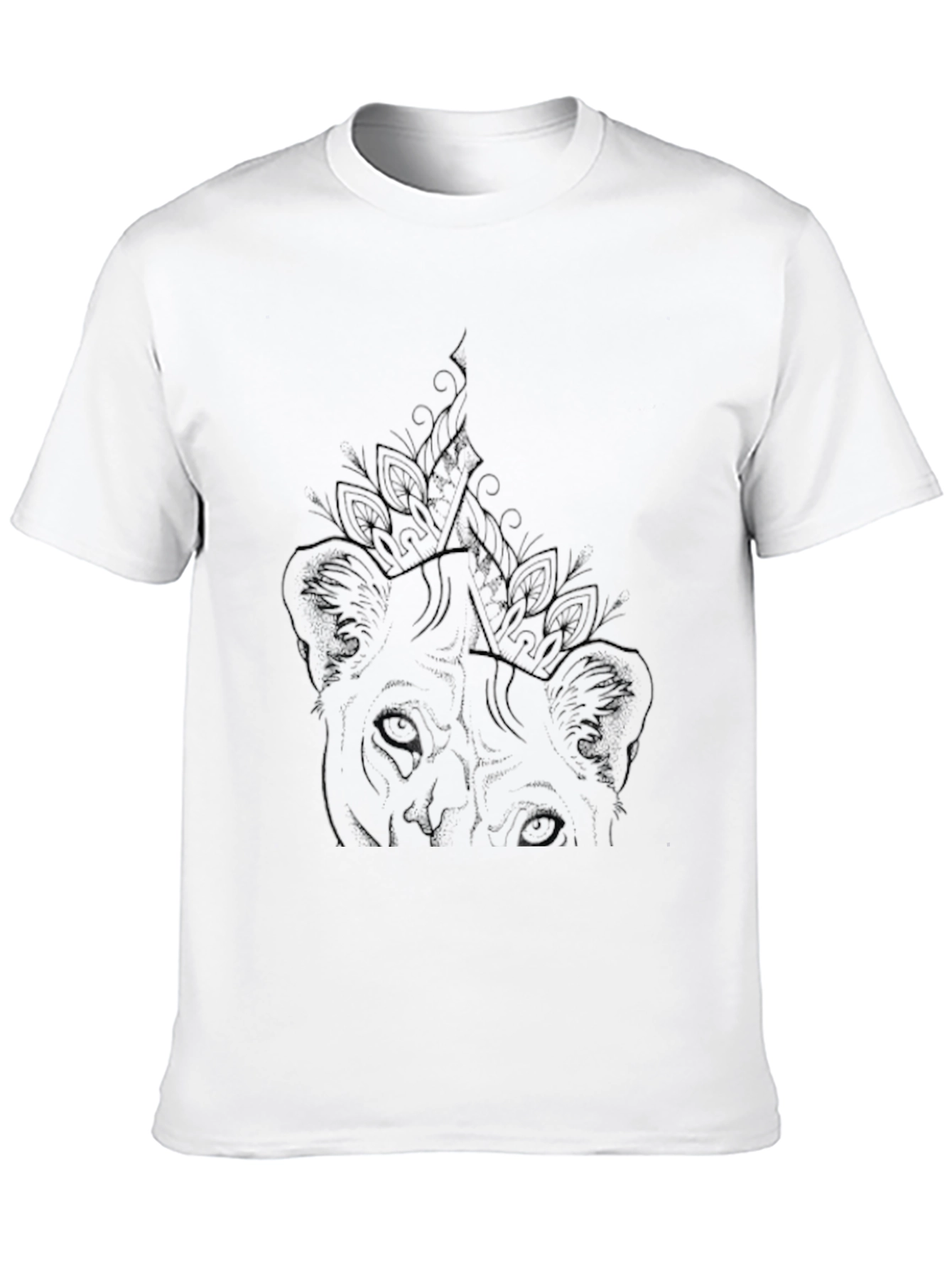 Mens Black Graphic Tee - Lion Art