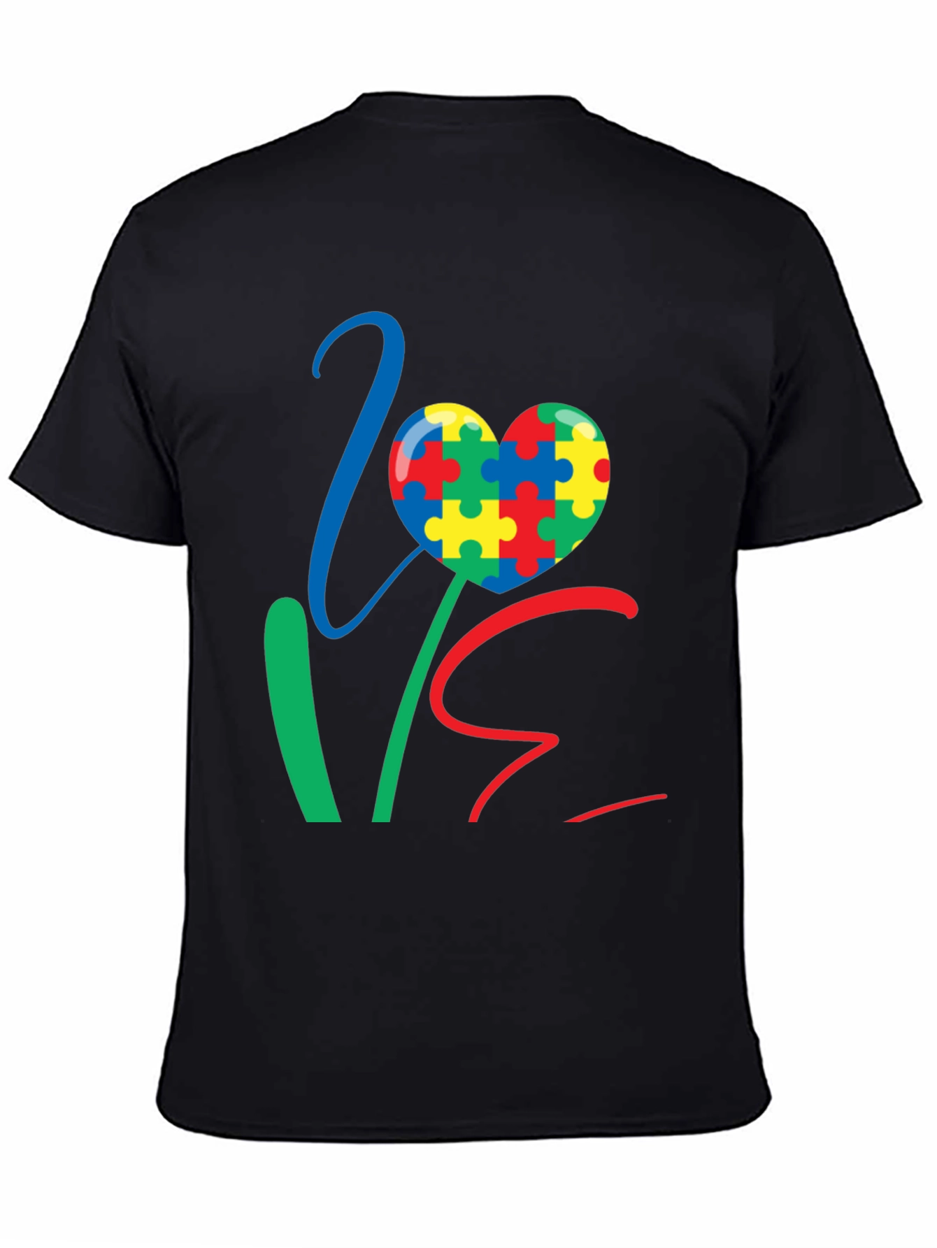 Love Autism Awareness T-Shirt Colorful Puzzle Heart Design