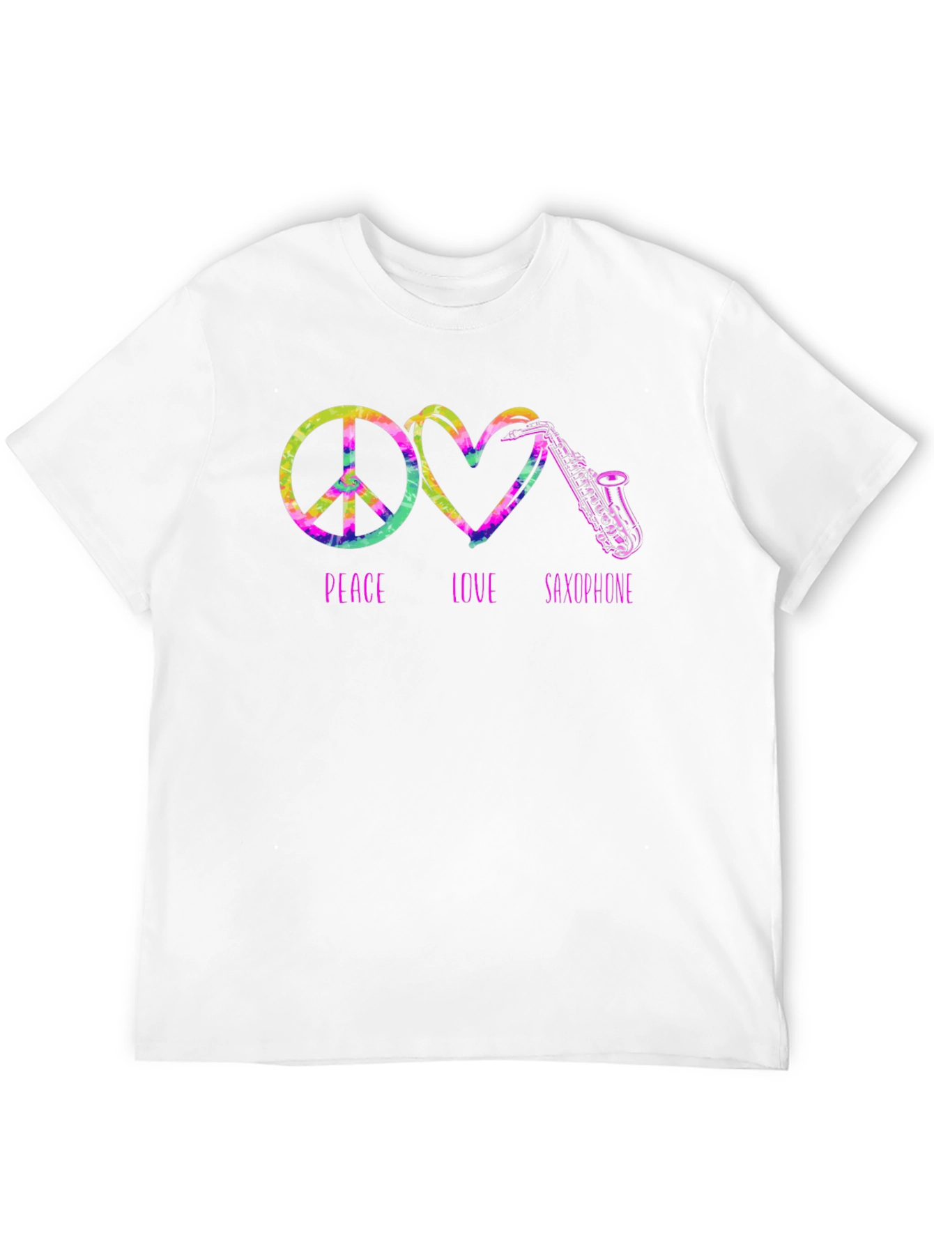 Peace Love Saxophone Tie Dye Graphic T-Shirt