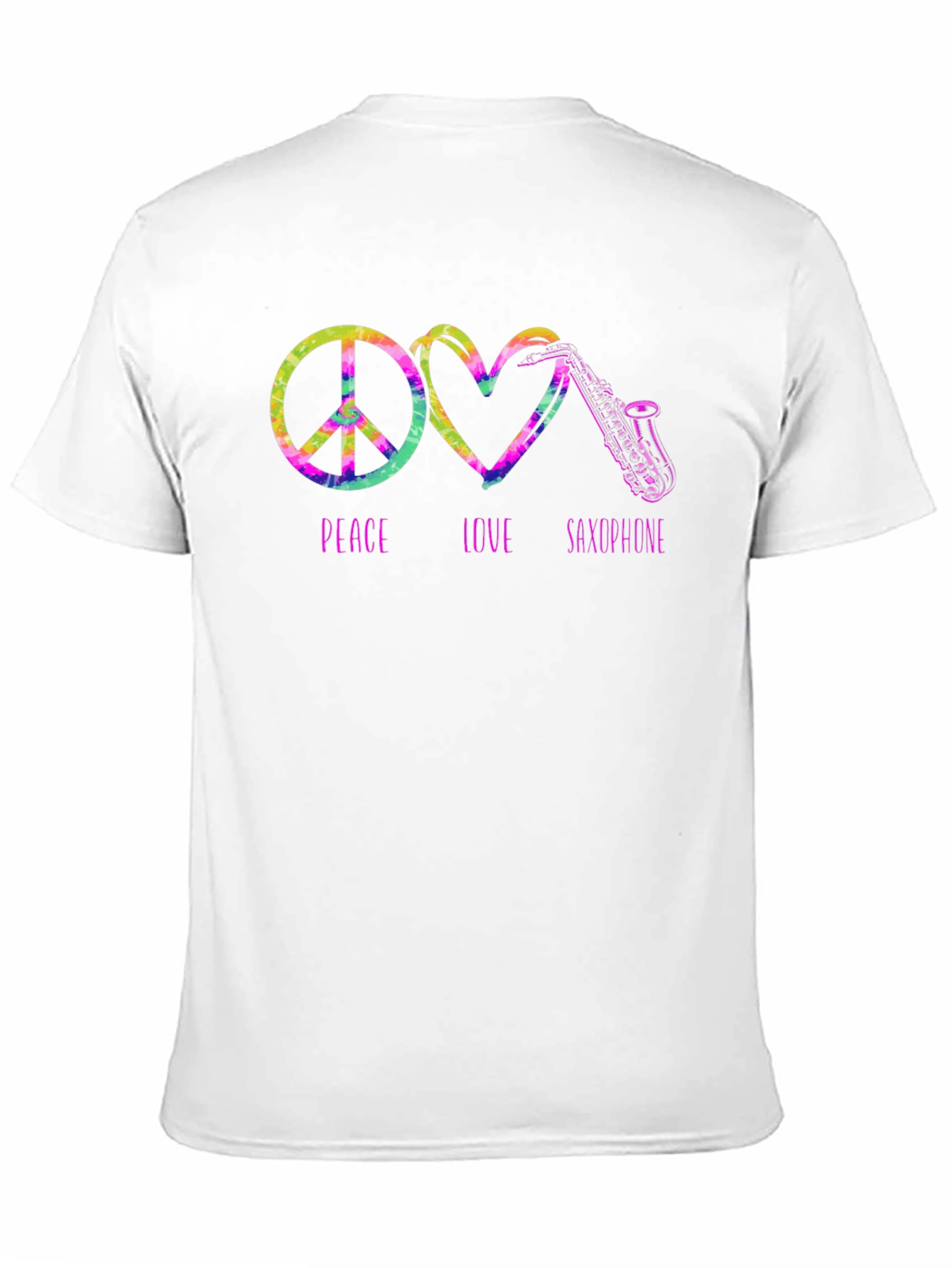 Peace Love Saxophone Tie Dye Graphic T-Shirt