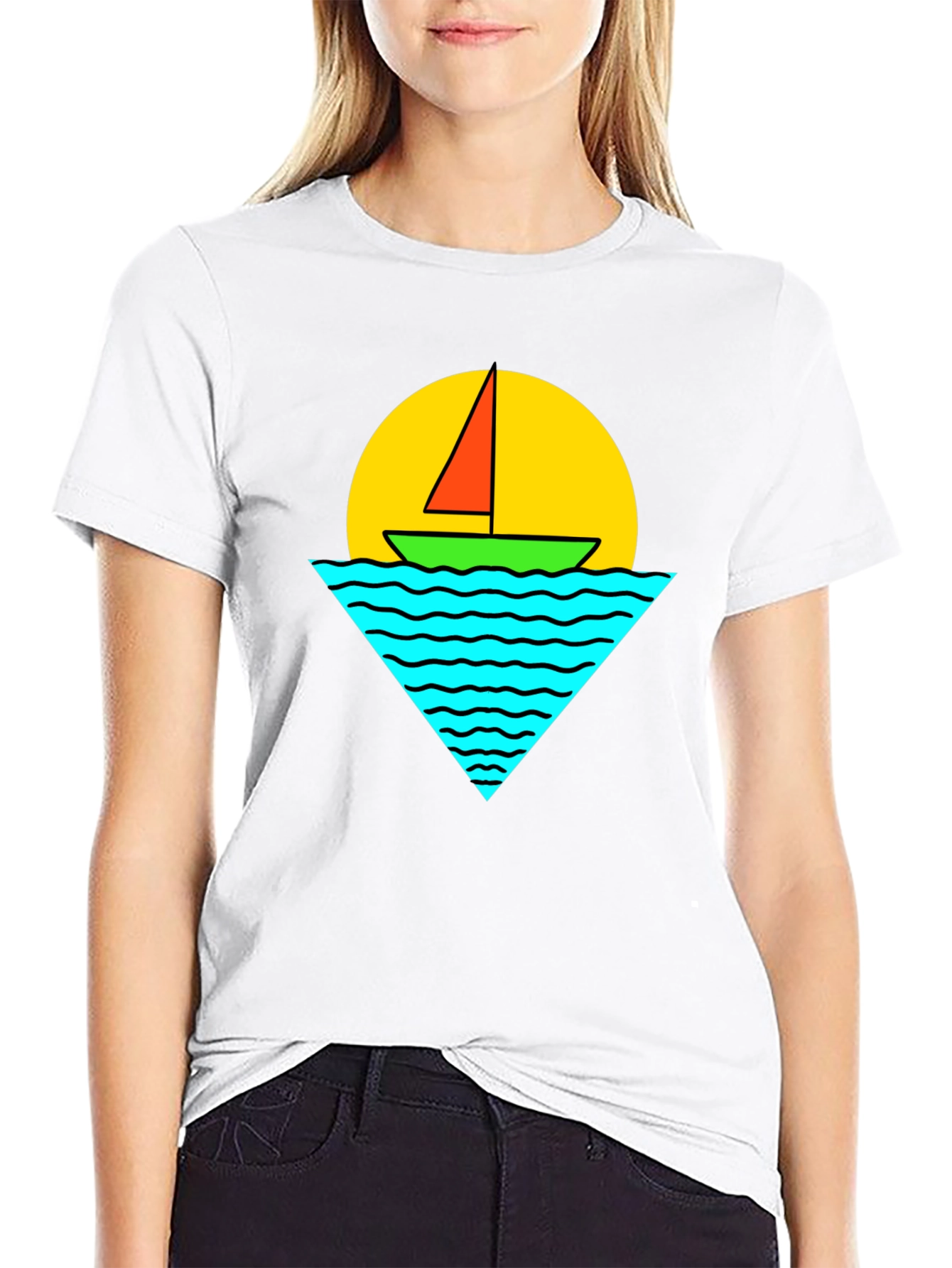 Sailboat Graphic Tee - Retro Sunset Design
