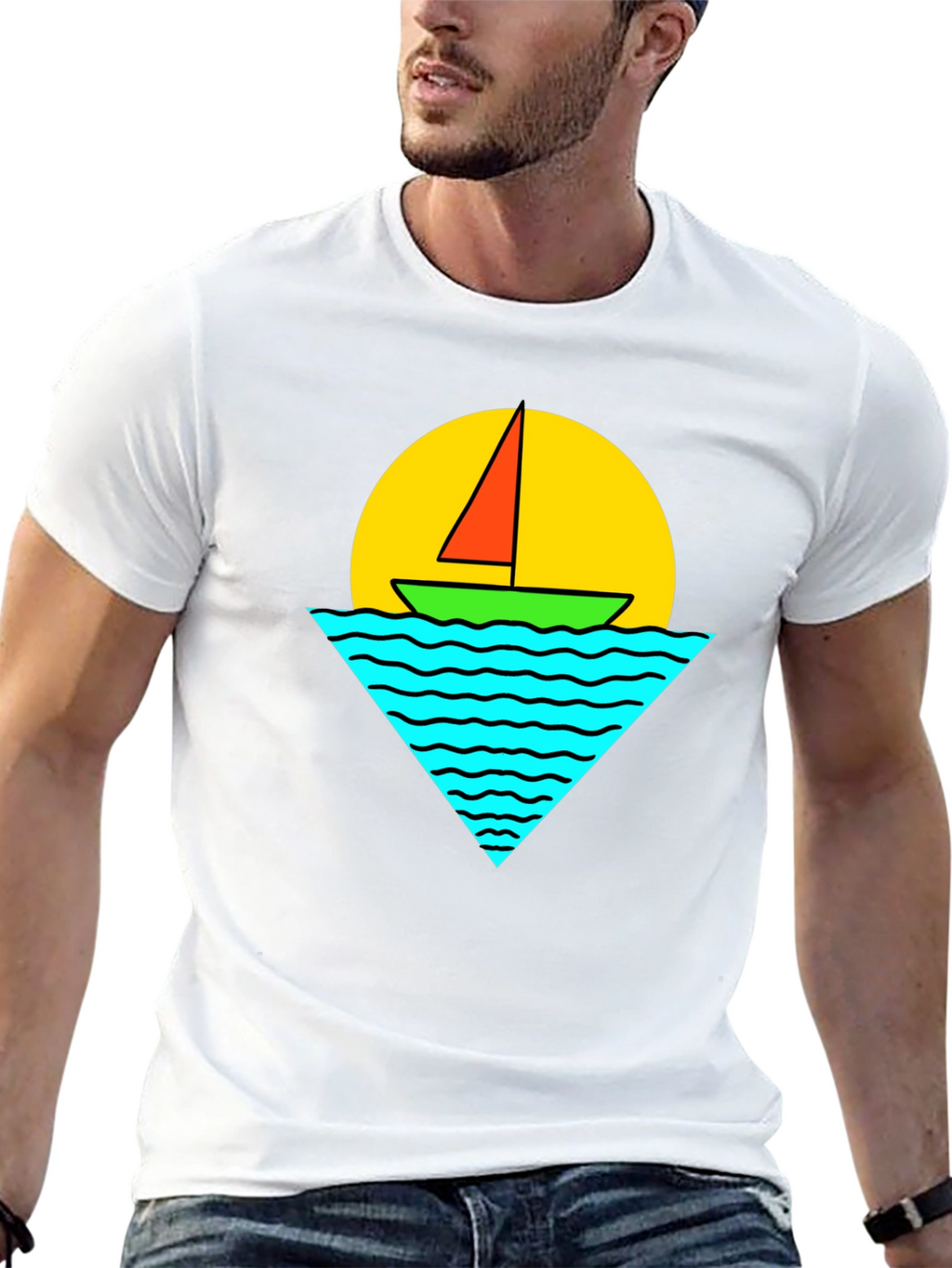 Sailboat Graphic Tee - Retro Sunset Design