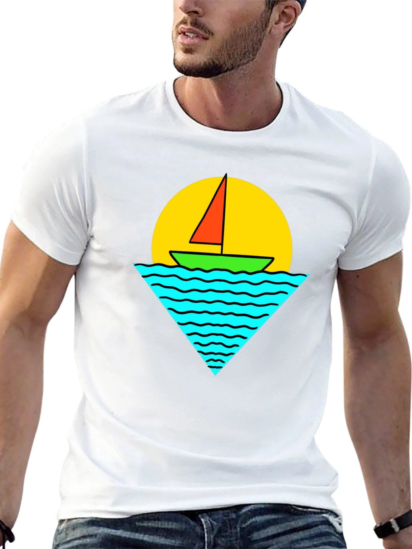 Sailboat Graphic Tee - Retro Sunset Design