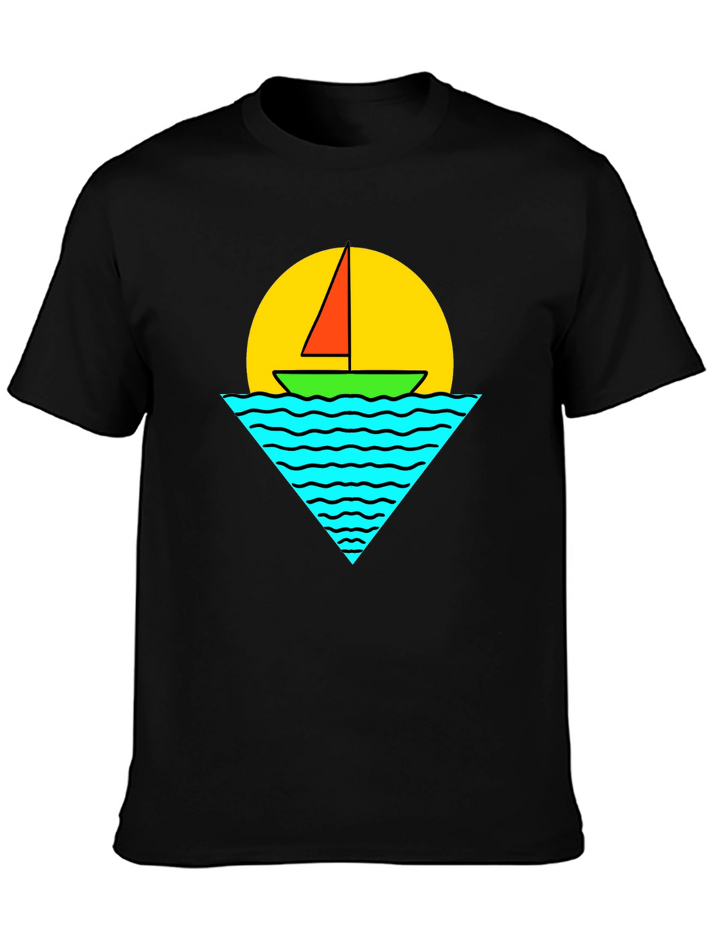 Sailboat Graphic Tee - Retro Sunset Design
