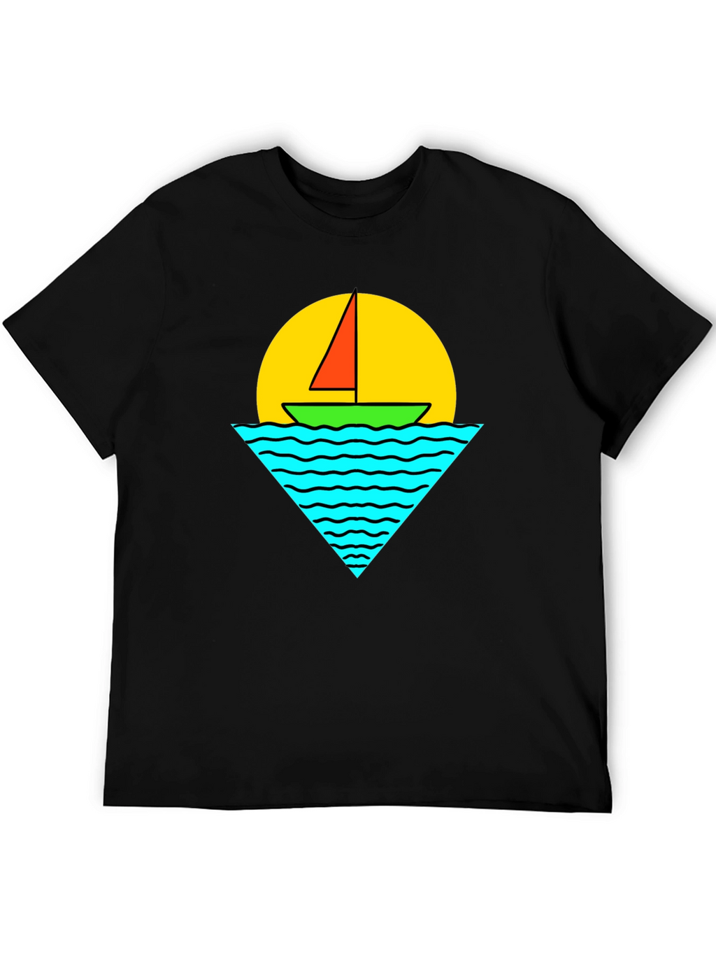 Sailboat Graphic Tee - Retro Sunset Design