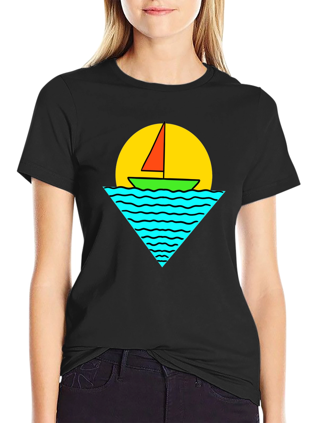 Sailboat Graphic Tee - Retro Sunset Design
