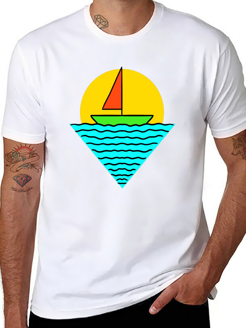 Sailboat Graphic Tee - Retro Sunset Design